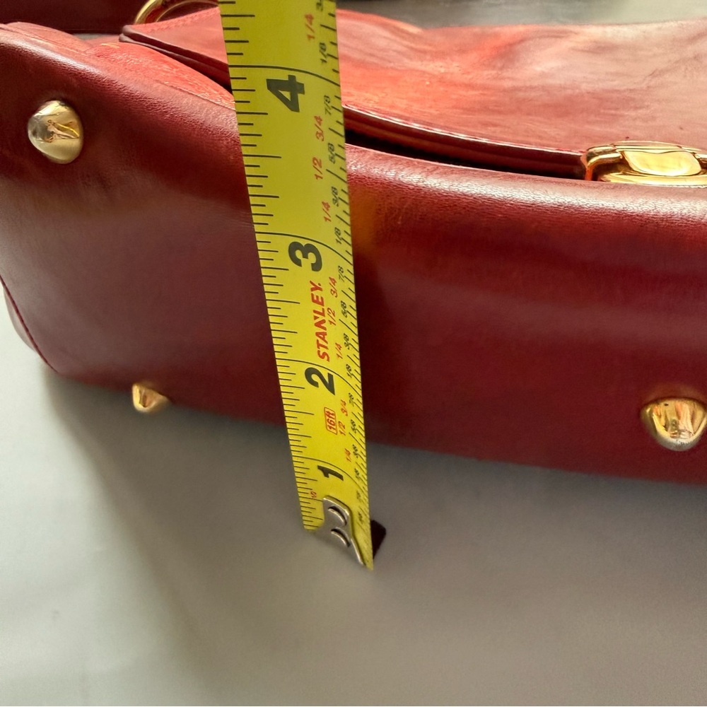 vtg Marino Orlandi Red Leather Medium Shoulder Bag Gold Hardware Y2K - Picture 8 of 9